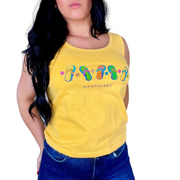 Kantoo 80s Vintage Yellow Nantucket Tank with Flip Flops Small - Picture 7 of 8